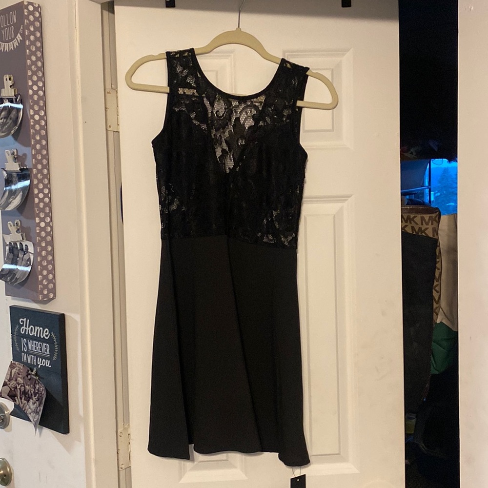 NEW black midi dress with lace top